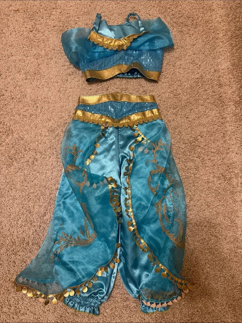Aladdin Jasmine princess costume, two-piece outfit design